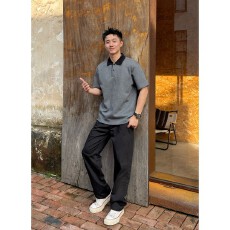 批发美式撞色拼接短袖<b class='q'>POLO</b><b class='q'>衫</b><b class='q'>男</b>夏季潮流宽松设计感小众百搭针织<b class='q'>男</b>士