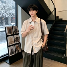 批发夏季<b class='q'>日系</b><b class='q'>复古</b>格子短袖衬衫男女宽松休闲百搭潮流薄款衬港风痞帅男
