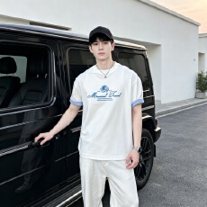 批发夏季美式字母刺绣短袖<b class='q'>男</b>潮流宽松休闲百搭<b class='q'>男</b>女款<b class='q'>T</b><b class='q'>恤</b>情侣半袖圆领