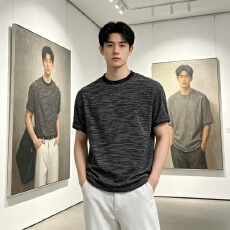 批发夏季废土风撞色<b class='q'>短袖</b>T恤<b class='q'>男士</b>宽松休闲时尚百搭套头半袖简约圆领男
