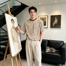 批发夏季废土风撞色<b class='q'>短袖</b>T恤<b class='q'>男士</b>宽松休闲时尚百搭套头半袖简约圆领男