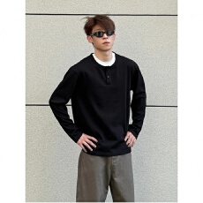 批发2026年<b class='q'>春</b>季新款宽松亨利长袖T恤美式复古假两件卫衣男
