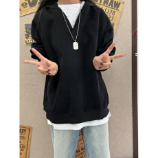 批发2026春季新款美式宽松假两件卫衣设计感长袖T恤