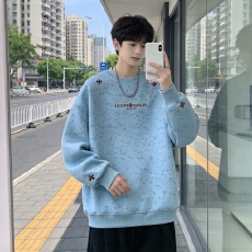 批发<b class='q'>秋</b>季新款十字架刺绣卫衣男做旧扎染肌理感上衣宽松