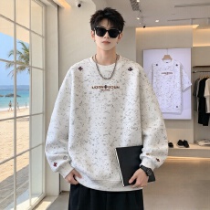 批发<b class='q'>秋</b>季新款十字架刺绣卫衣男做旧扎染肌理感上衣宽松