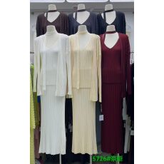 批发欧洲站秋季精品女装三件套V领<b class='q'>长袖</b>条纹针织上衣<b class='q'>外套</b>半身裙配腰带