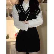 批发假两件拼接<b class='q'>针织</b><b class='q'>连衣裙</b>女2026春秋新款法式收腰显瘦修身包臀短裙子