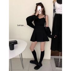批发黑色连衣裙女内搭打底显瘦吊带a字短裙<b class='q'>赫本</b>小黑裙小个子短裙夏季