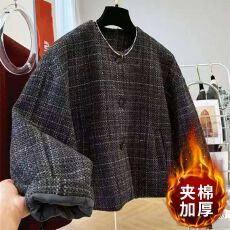 批发韩版粗花呢高级感<b class='q'>短</b>款毛呢<b class='q'>外套女</b>小个子呢子大衣夹克2025秋冬新款