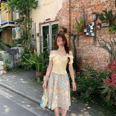 批发2026法式气质蝴蝶结娃娃领短袖T恤女<b class='q'>夏</b>季新款高腰碎花半身裙套装