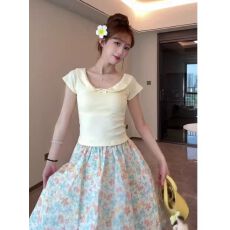 批发初梦POKEMENG 昭和doll感大娃娃领蝴蝶结少女感日系风短款T恤百搭