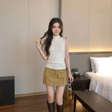 批发实拍 卡其色<b class='q'>半身裙</b>女低腰包臀显瘦休闲