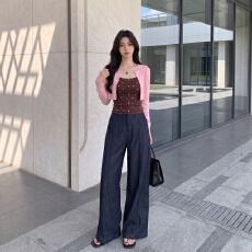 批发实拍 碎花吊带女+短款针织开衫