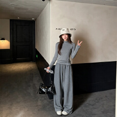 批发SUNONEONE 立体剪裁磨毛加绒韩式休闲套装女秋冬<b class='q'>打底</b>衫裤子两件套