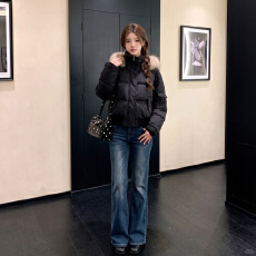 批发实拍 毛领短款派克服羽绒服女冬季加厚外套