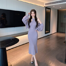 批发实拍 针织连衣裙女新款秋<b class='q'>冬</b>内搭包臀长裙