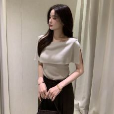 批发韩国chic夏季新款法式设计感披肩气质百搭<b class='q'>针织</b>衫女高级感韩系<b class='q'>上衣</b>