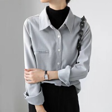 批发极简高级叠穿穿搭衬衫女设计感小众秋<b class='q'>冬</b>加厚磨毛2025新款搭通勤