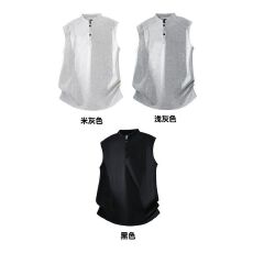 批发实拍!  260克华棉立领无袖背心T恤M-3XL #  特P13 支持开票