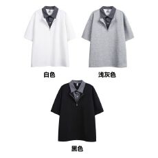 批发实拍!   260克华棉半拉链拼接T恤M-3XL #  特P22 支持开票