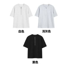 批发实拍!   65华夫格半拉链半袖T恤 M-3XL  特P18 支持开票