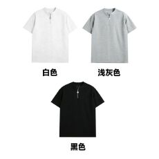 实拍!  65华夫格半拉链V领半袖T恤M-3XL #  特P19 支持开票