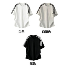 M-3XL 19支棉220克三条杠织带T恤 支持开票