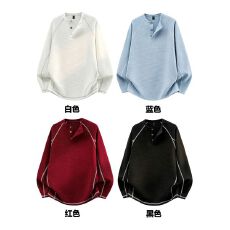 批发（220克酷丝绵华夫格）辑明线长袖T恤 M-3XL（支持开票）