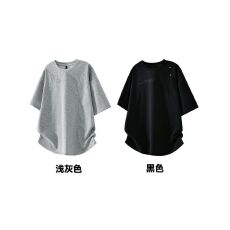 实拍# 220克纯棉曼巴棉 拼接圆领短袖T恤  M-3XL