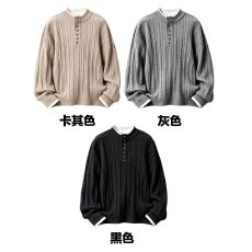 实拍! 高级轻熟老钱风假两件麻花纹针织毛衣 M-3XL  P52