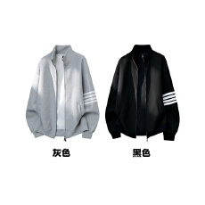 M-3XL 420克酷丝绵华夫格复仿棉  4条杠立领开衫外套