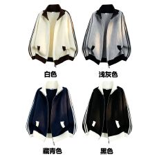 批发高级轻熟老钱风撞色条纹<b class='q'>针织衫</b>外套 M-3XL#  P60