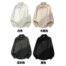 实拍! 高级轻熟老钱风半拉链POLO领毛衣 M-3XL#  P48