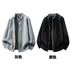 批发实拍! 高级轻熟老钱风假两件立领格子针织外套  M-3XL P55