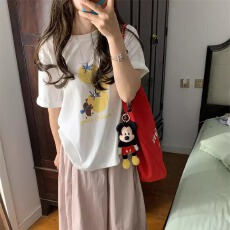 批发21支纯棉-210克 后包领 夏装韩系短袖T恤女韩版宽松<b class='q'>大码</b>印花