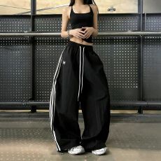 批发纯棉复合美式<b class='q'>街头</b>风星星印花阔腿裤女宽松显瘦休闲拖地长裤潮