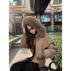 批发韩系大毛领连帽羽<b class='q'>绒</b>棉服女冬季加厚显瘦通勤百搭面包服外套