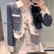批发小香风撞色粗花呢短款外套女2026秋季宽松高级感气质<b class='q'>开衫</b>上衣
