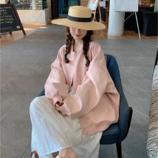 批发粉色棒球服外套女秋季新款韩系温柔风<b class='q'>甜美</b>宽松休闲上衣