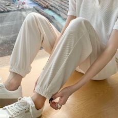 批发大码200斤运动<b class='q'>哈伦</b>长裤女夏薄款休闲宽松显瘦束脚高腰灯笼裤子