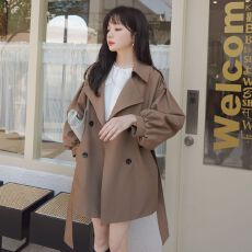 批发有内里咖色<b class='q'>风衣</b>外套女宽松2026春装新款韩版小个子灯笼大衣