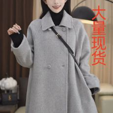 批发大码女装2026韩版显瘦中长款大衣小个子宽松秋冬女长毛呢气质外套