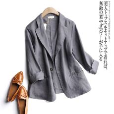 批发<b class='q'>外贸出口</b>意大利尾单撤专柜剪标女棉麻外套显瘦一粒扣小西装潮