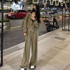批发时尚<b class='q'>运动服</b>套装女2026年春秋季新款气质百搭连帽卫衣阔腿裤两件套