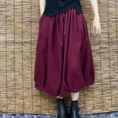 批发2026夏季新款灯笼裤文艺复古松紧腰女九分宽松减龄<b class='q'>大码</b>高腰裤裙女