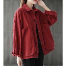 批发<b class='q'>外贸出口</b>尾货折扣女复古工装大口袋上衣大码休闲长袖夹克外套