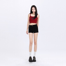 批发自带丰胯垫低腰黑色美式<b class='q'>牛仔</b>超<b class='q'>短裤</b><b class='q'>女</b>夏季显瘦热裤外穿丰胯裤<b class='q'>牛仔</b>