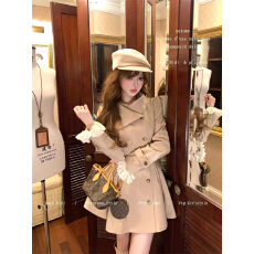 批发李不婉猎装老钱麂皮古早气质休闲收腰上衣短<b class='q'>风衣</b>外套