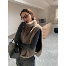 批发水貂毛皮草马甲外套 毛毛马夹2026新款女款背心披肩 休闲<b class='q'>百搭</b>通勤