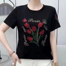 批发高档<b class='q'>中老年女装</b>T恤短袖时尚百搭洋气潮流遮肉显瘦舒适休闲t<b class='q'>妈妈装</b>